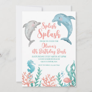 Invitación de cumpleaños del delfín bajo el mar