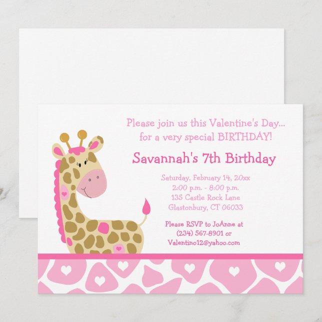 Invitación de cumpleaños del Día de San Valentín G (Anverso / Reverso)