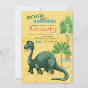Invitación de cumpleaños del Dino sonriente