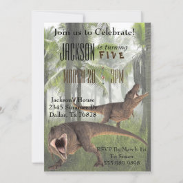 Invitación de cumpleaños del dinosaurio T-Rex Tyra