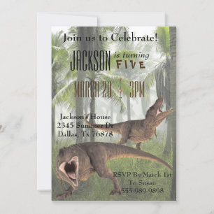 Invitación de cumpleaños del dinosaurio T-Rex Tyra