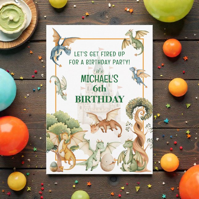 Invitación de cumpleaños del dragón caprichoso (Subido por el creador)