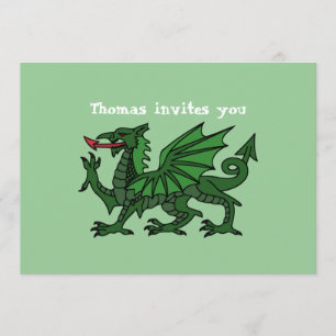 Invitación de cumpleaños del Dragón Verde