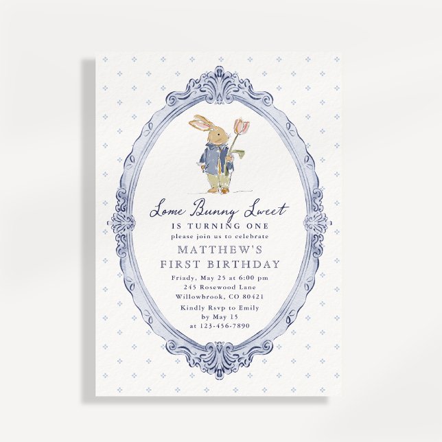 Invitación de cumpleaños del dulce niño conejo ins (Subido por el creador)