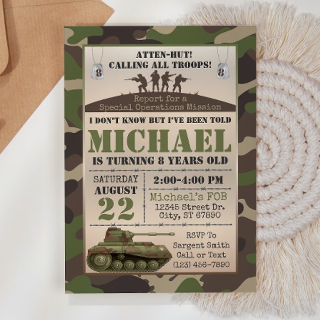 Invitación de cumpleaños del ejército (Subido por el creador)