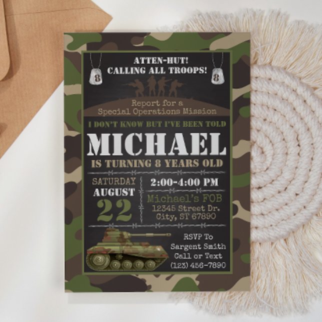 Invitación de cumpleaños del ejército (Subido por el creador)