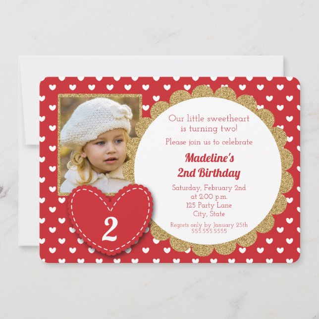 Invitación de cumpleaños del El día de San Valentí (Anverso)