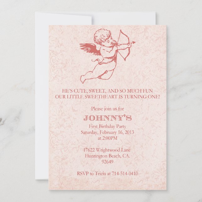 Invitación de cumpleaños del El día de San Valentí (Anverso)