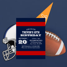 Invitación de cumpleaños del equipo azul y rojo de