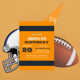 Invitación de cumpleaños del equipo de naranja y M