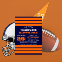 Invitación de cumpleaños del equipo de naranja y M