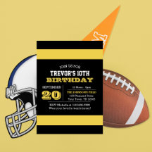 Invitación de cumpleaños del equipo de oro y negro