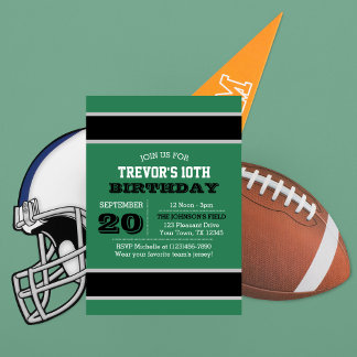 Invitación de cumpleaños del equipo Green Black an