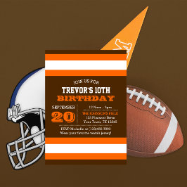 Invitación de cumpleaños del equipo naranja y marr