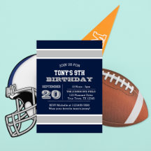 Invitación de cumpleaños del equipo Navy Blue and 