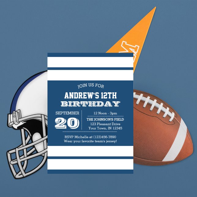 Invitación de cumpleaños del equipo real azul y bl (Subido por el creador)