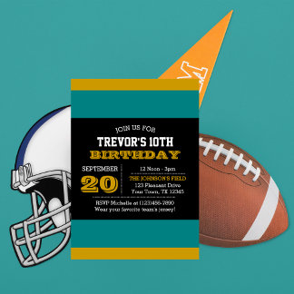 Invitación de cumpleaños del equipo verde azulado