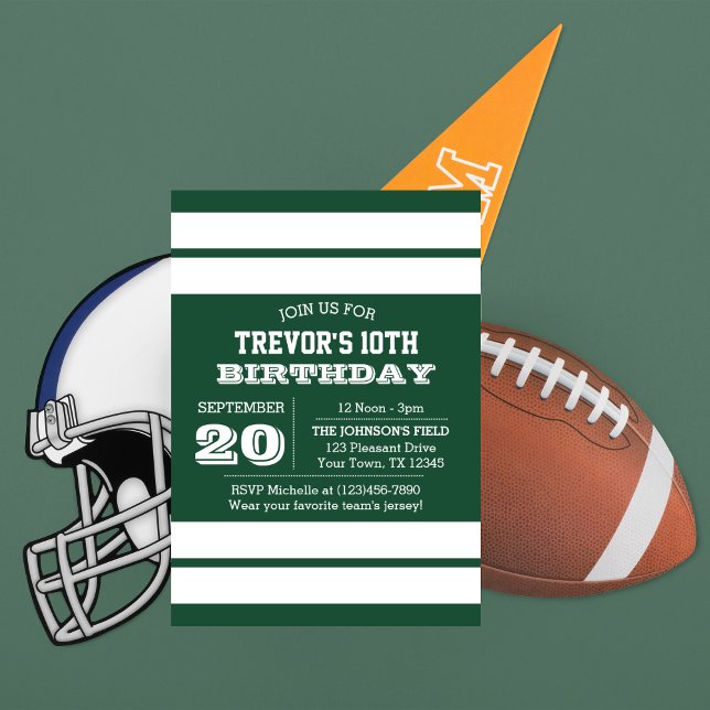 Invitación de cumpleaños del equipo verde y blanco (Subido por el creador)