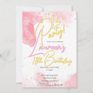 Invitación de cumpleaños del Especkle de Oro y Ros