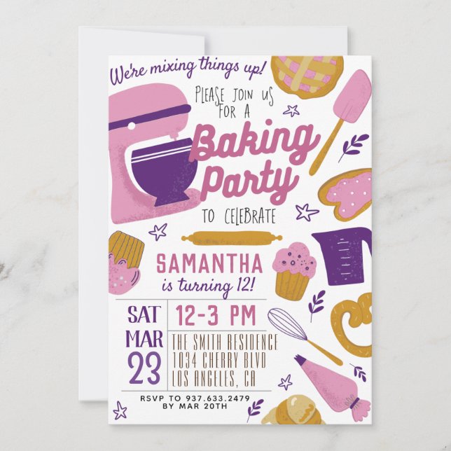 Invitación de cumpleaños del Fiesta Baking (Anverso)