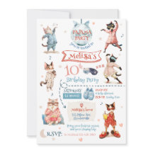 Invitación de cumpleaños del Fiesta Cat Pajama