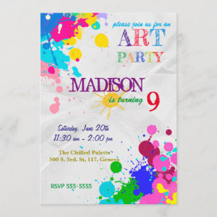 Invitación de cumpleaños del Fiesta de arte/pintur