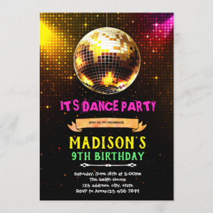 Invitación de cumpleaños del fiesta de baile disco