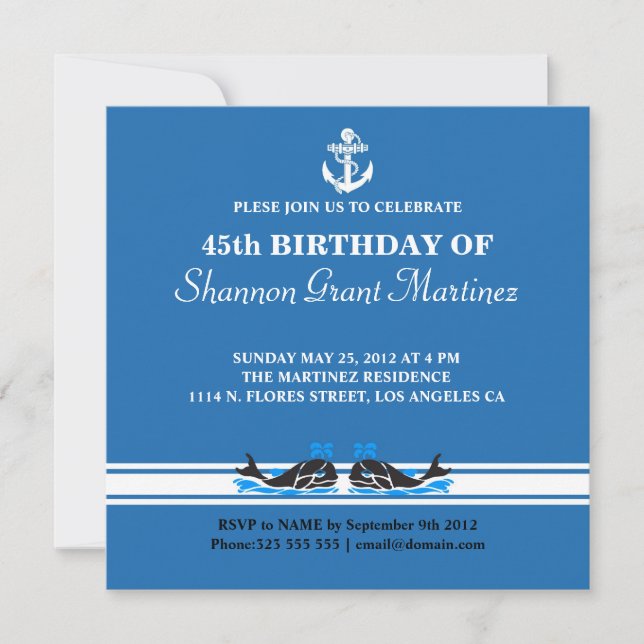 Invitación de cumpleaños del Fiesta de barcos (Anverso)