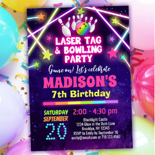 Invitación de cumpleaños del Fiesta de bolos con e