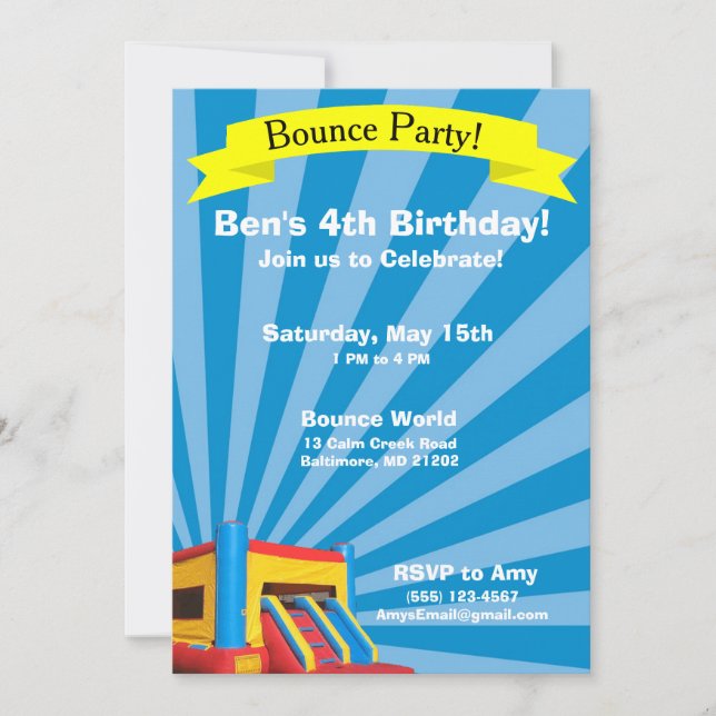 Invitación de cumpleaños del Fiesta de Bonza (Anverso)