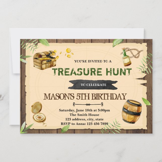 Invitación de cumpleaños del fiesta de búsqueda de (Anverso)