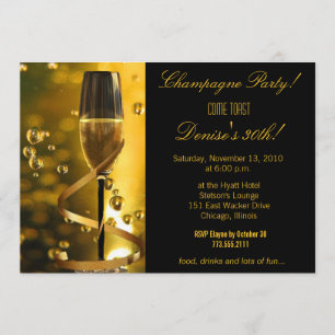 Invitación de cumpleaños del Fiesta de champaña