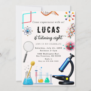 Invitación de cumpleaños del Fiesta de Ciencia MAD