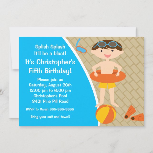 Invitación de cumpleaños del Fiesta de CUTE Boy Po (Anverso)