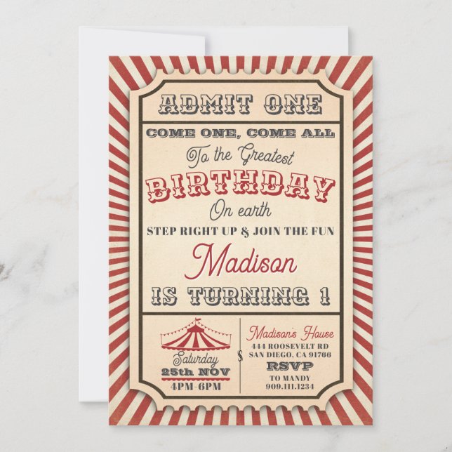 Invitación de cumpleaños del Fiesta de entradas de (Anverso)