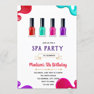 Invitación de cumpleaños del fiesta de esmalte de 
