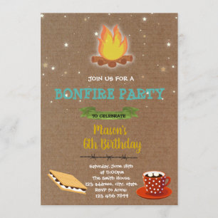 Invitación de cumpleaños del fiesta de fuego