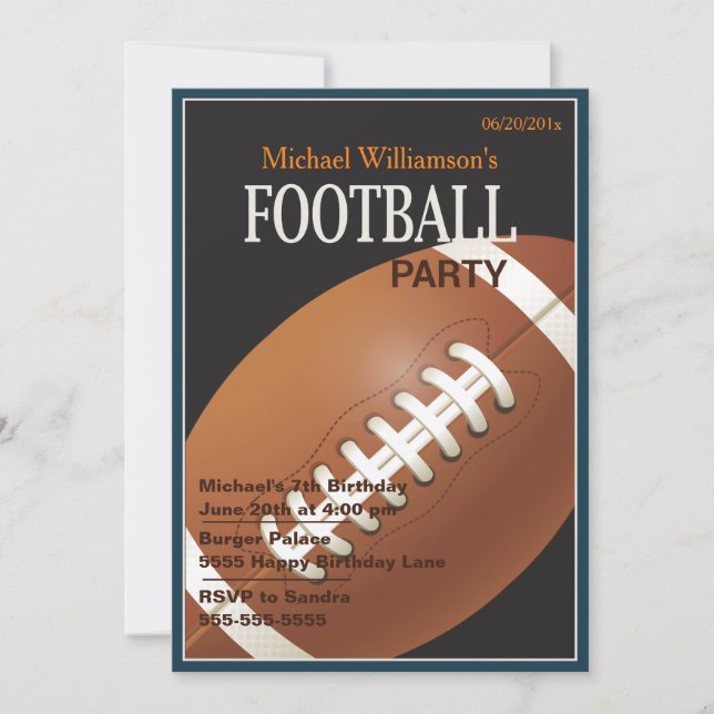Invitación de cumpleaños del Fiesta de fútbol (Anverso)