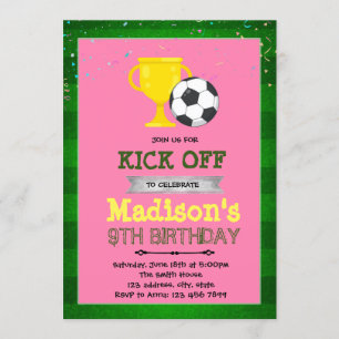Invitación de cumpleaños del fiesta de fútbol Chic