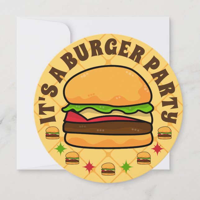 Invitación de cumpleaños del Fiesta de hamburguesa (Anverso)
