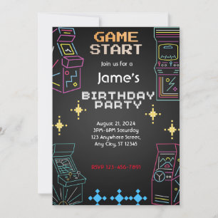 Invitación de cumpleaños del Fiesta de juegos de a