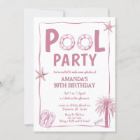 Invitación de cumpleaños del Fiesta de la piscina