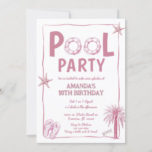 Invitación de cumpleaños del Fiesta de la piscina 