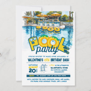 Invitación de cumpleaños del Fiesta de la piscina 