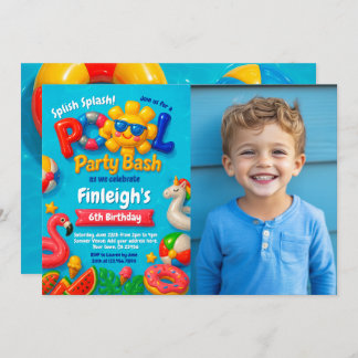 Invitación de cumpleaños del Fiesta de la piscina