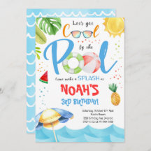 Invitación de cumpleaños del Fiesta de la piscina 