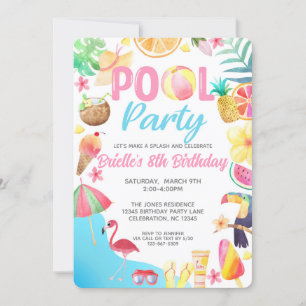 Invitación de cumpleaños del Fiesta de la piscina