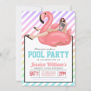 Invitación de cumpleaños del Fiesta de la piscina