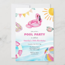 Invitación de cumpleaños del Fiesta de la piscina
