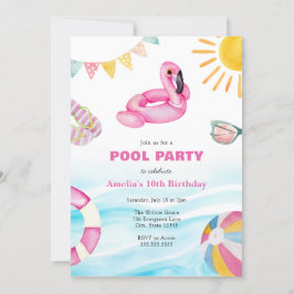 Invitación de cumpleaños del Fiesta de la piscina
